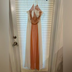 White and mauve maxi dress